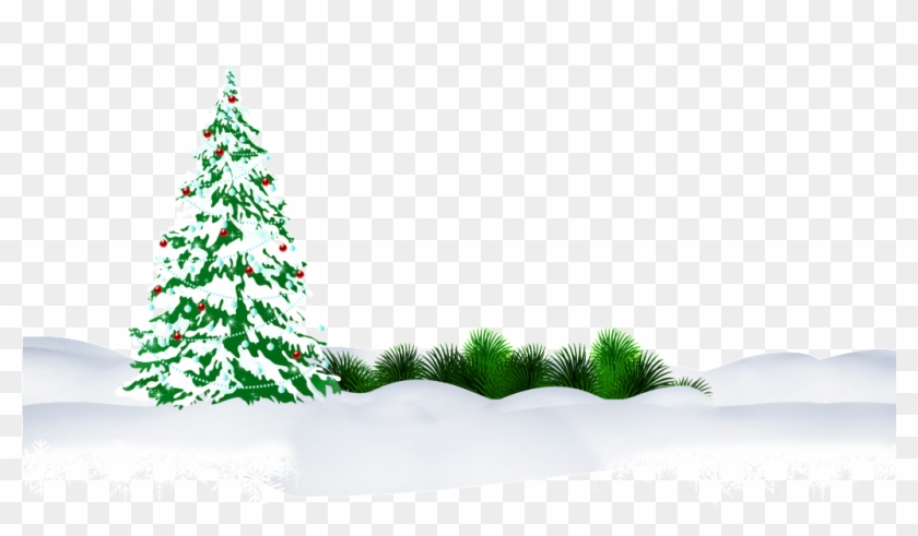 Green And Snowy Christmas Png - Christmas Day Clipart