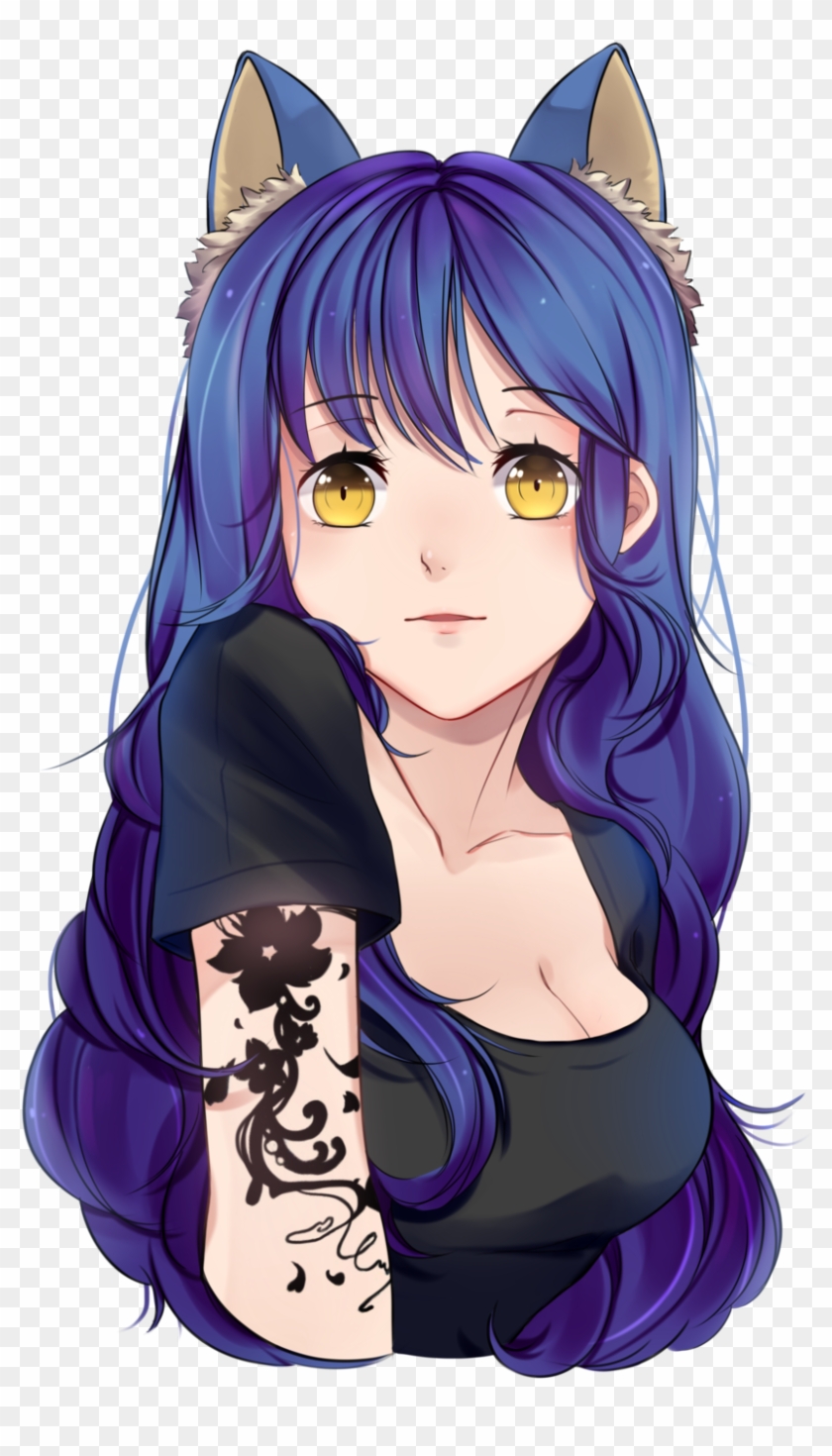 Tattoo Anime Cat Girl - Cartoon Clipart #2403280