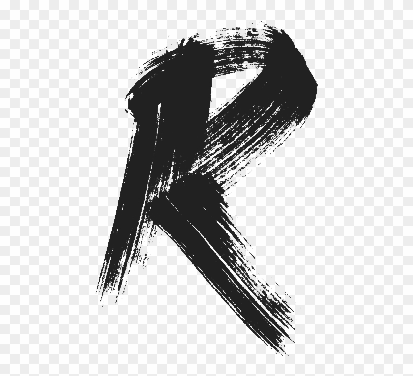 R / Letters / Black & White / Paint Stokes - Black R Letter Png Clipart