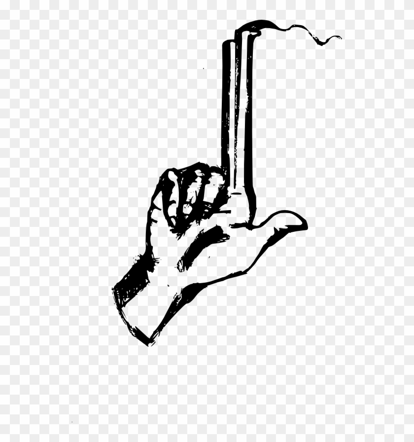 Handgun Drawing Hand - Illustration Clipart