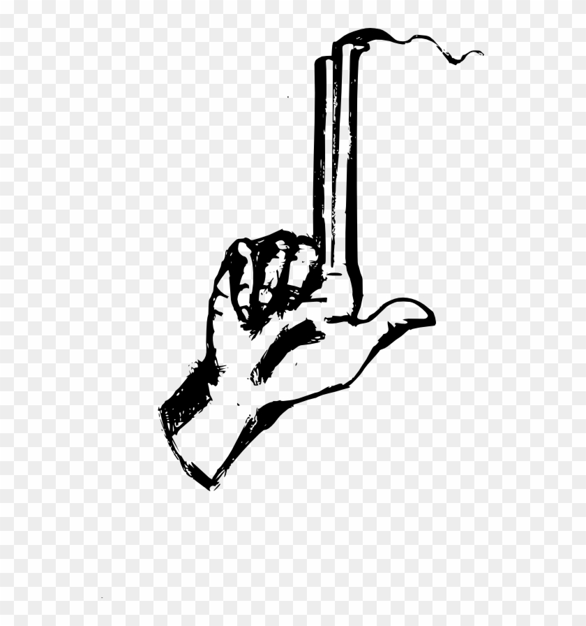 Handgun Drawing Hand - Illustration Clipart #2404409