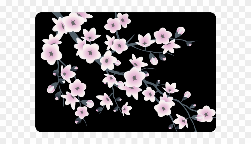 Cherry Blossoms Sakura Floral Pink Black Doormat - Black Bags With Sakura Blossoms Clipart #2404887