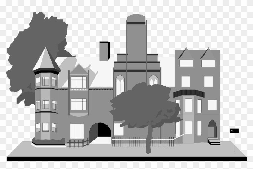 Detroit Community Schools High School - Cartoon Transparent Building Png Clipart #2404889