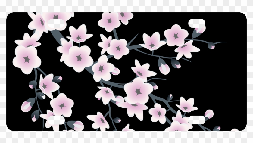 Cherry Blossoms Sakura Floral Pink Black Classic License - Black Bags With Sakura Blossoms Clipart #2404896