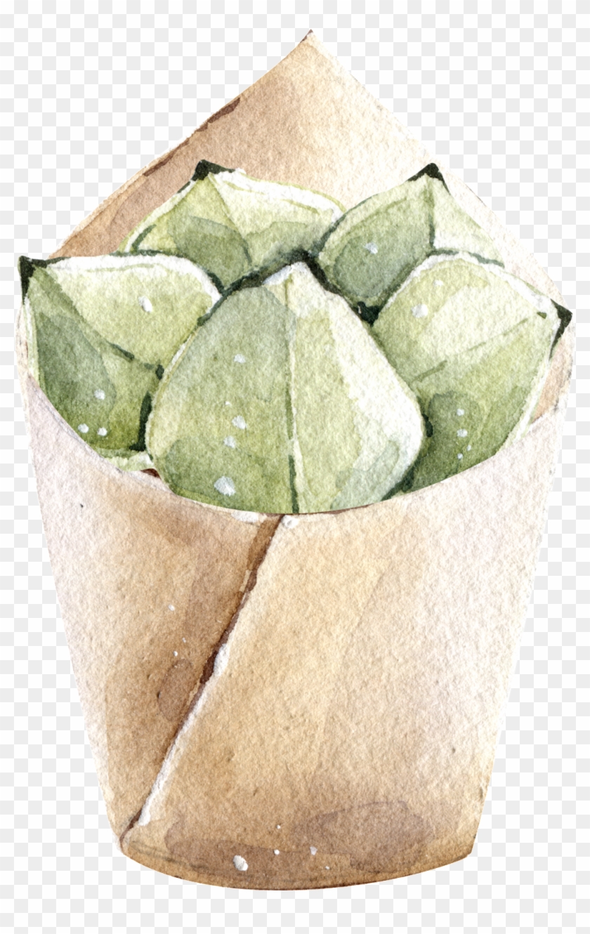 Green Watercolor Hand Painted Potted Plants Transparent - Houseplant Clipart