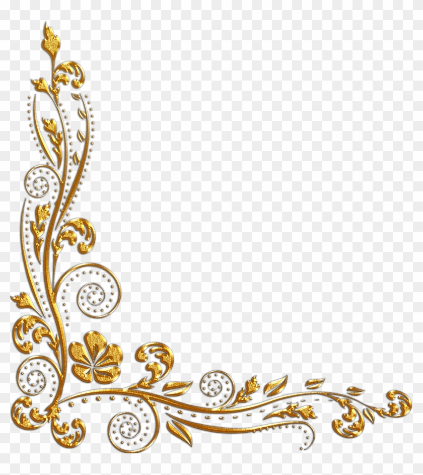 Gold Flower Border Png - Gold Design Border Png Clipart #2407639