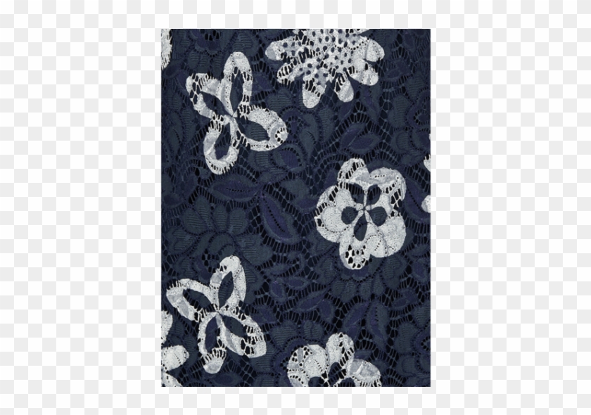 Navy Overprinted Lace Bell Sleeve Dress - Lace Clipart