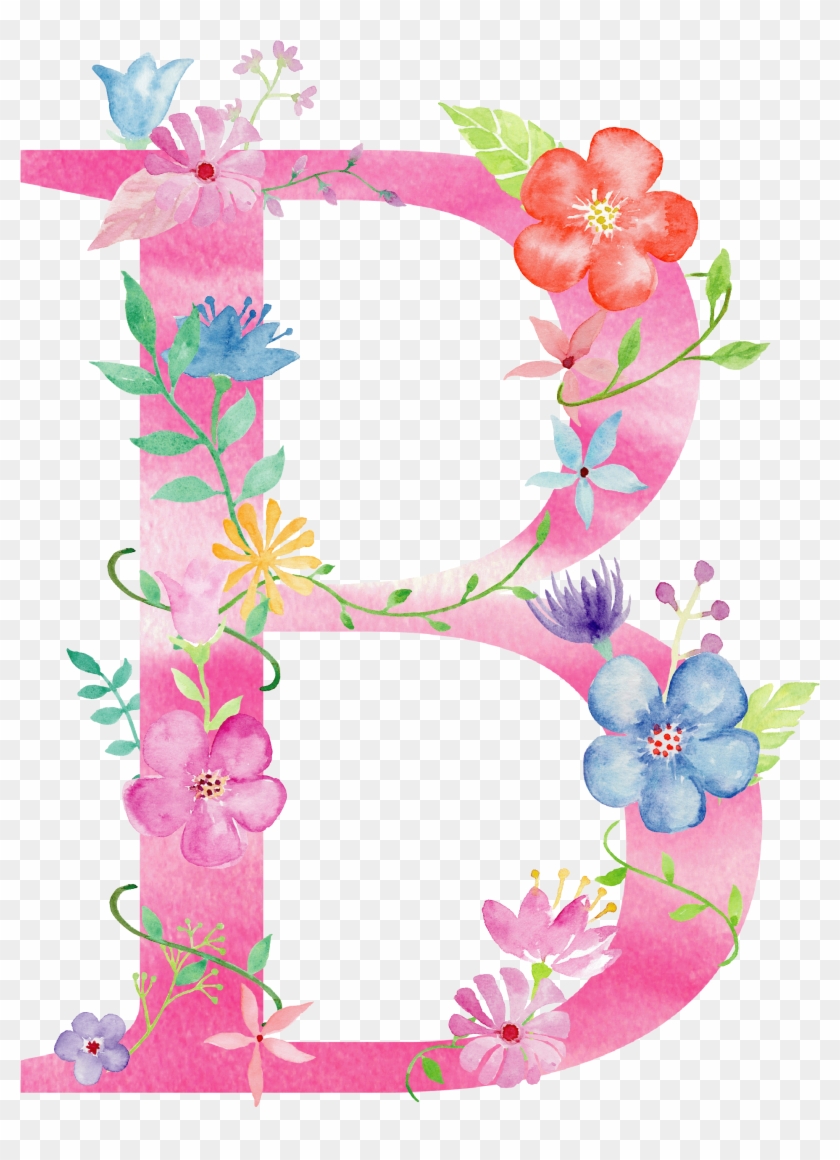 B Flower Png Images, Watercolor Lettering, Hand Lettering, - Flower Letter B Clipart #2409200