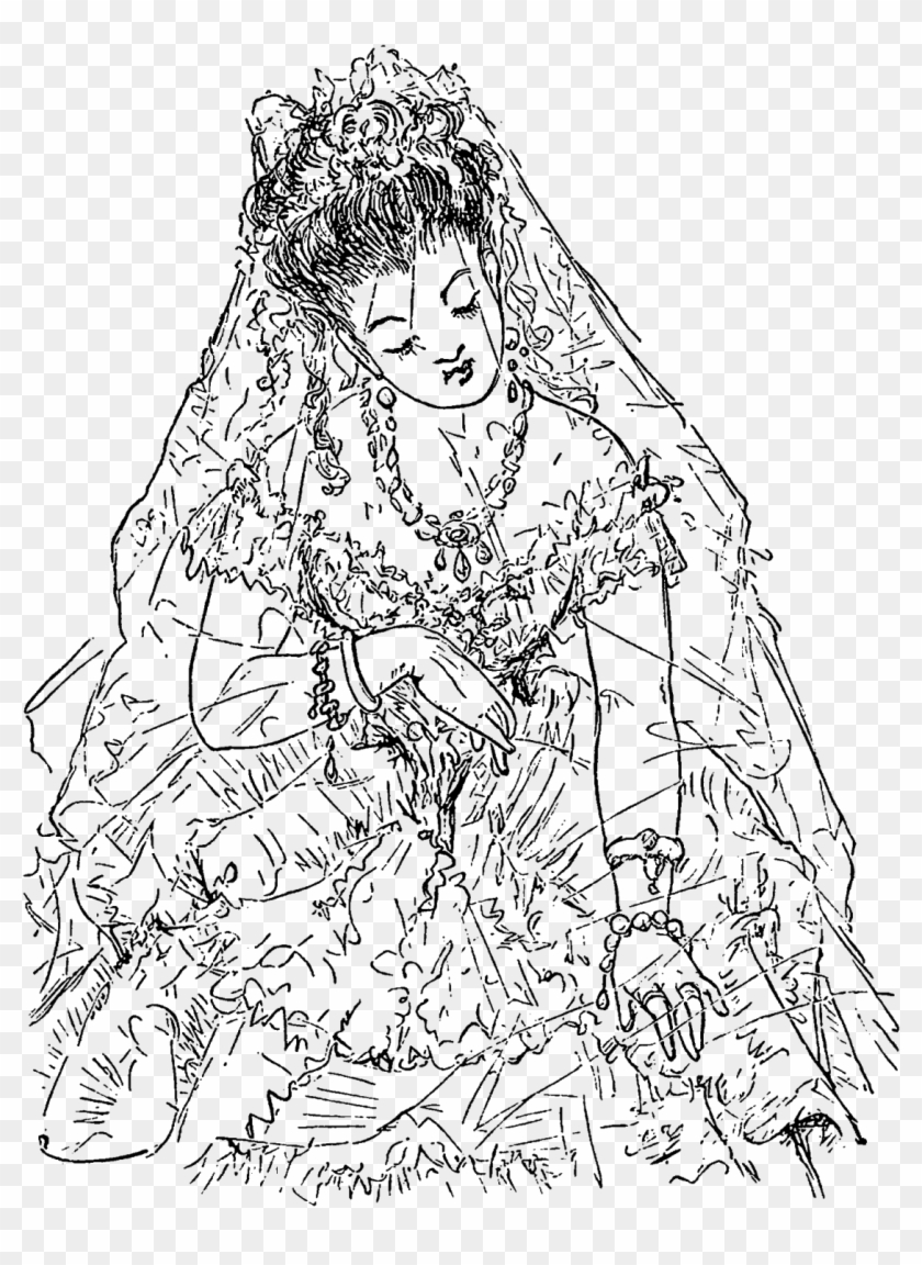 Bride Line Art Drawing Clip Transprent - Line Art - Png Download