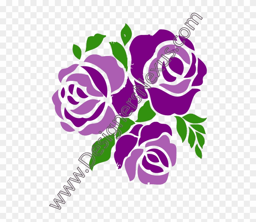 Purple Rose Clipart Three Rose - Purple Flower Clip Art - Png Download #2409910