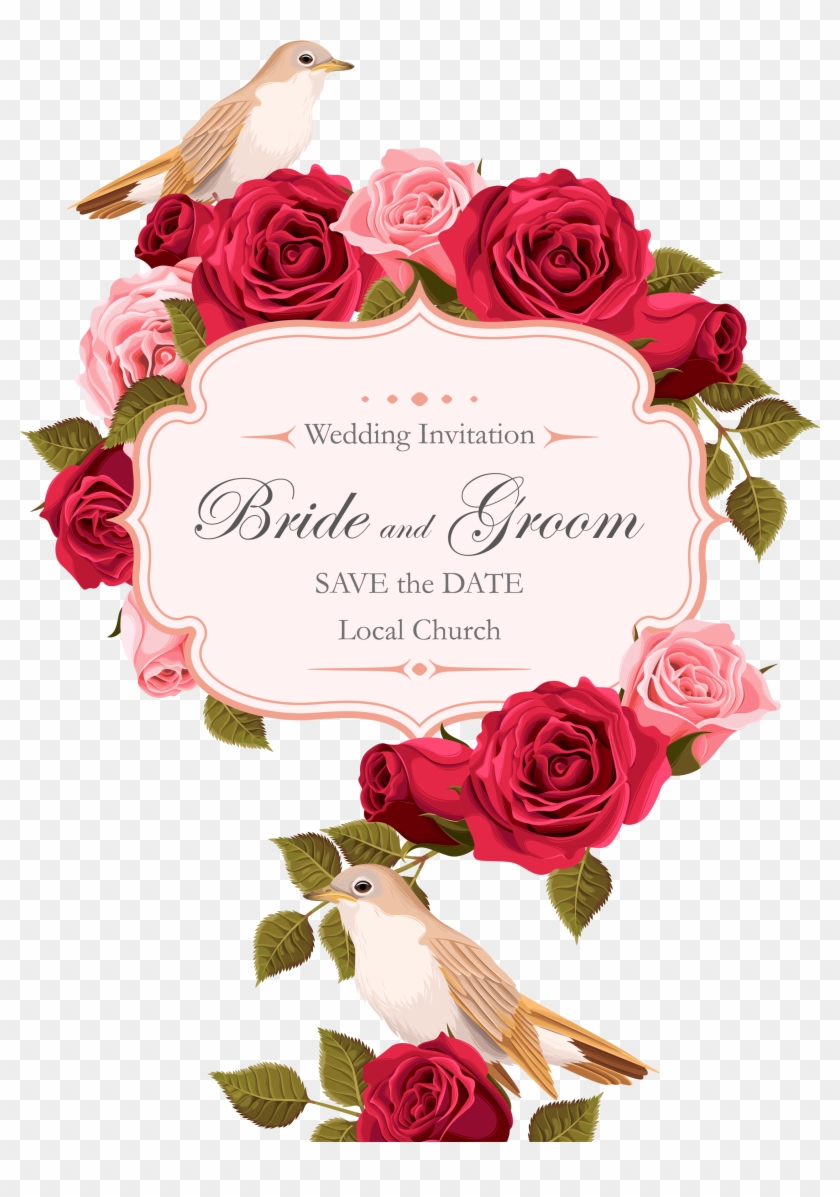 Rose Vector Wedding - Red Rose Wedding Invitation Clipart #2409914