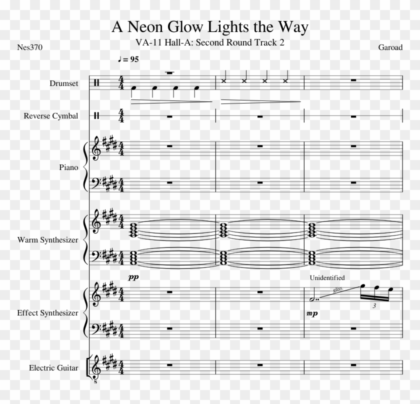 A Neon Glow Lights The Way [va 11 Hall A] - Sheet Music Clipart #2410051