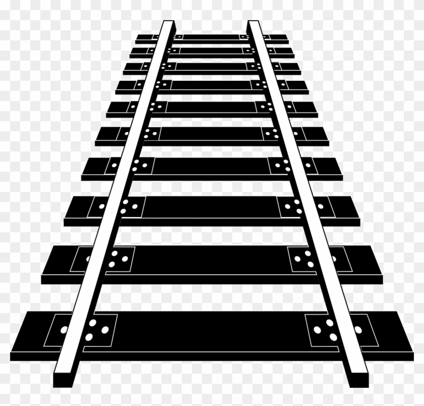 Railroad Tracks Png Image Free Download - Rail Clipart Black And White Transparent Png #2411596