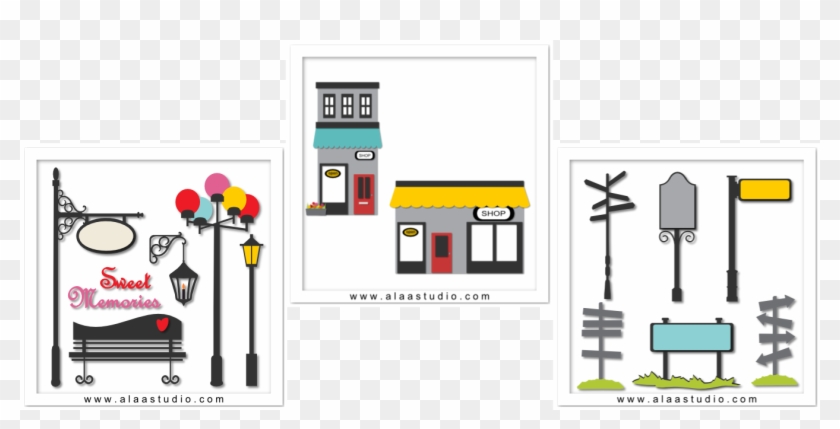 This Is A Collection Of 2d Street/ Out Door Elements, - Street Signs Cartoon 2d Clipart