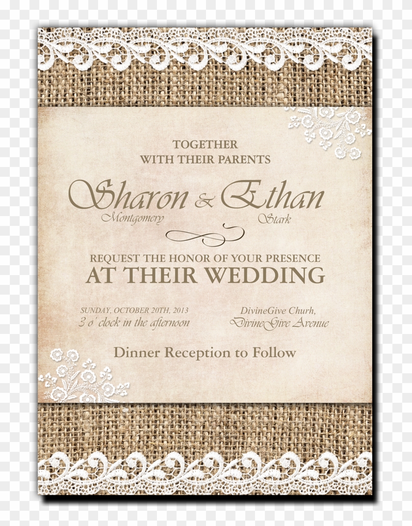 Burlap And Lace Invitations - Wedding Invitation Clipart #2413491