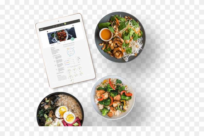 An Ipad And A Few Bowls Of Healthy, Tasty Food - Fattoush Clipart