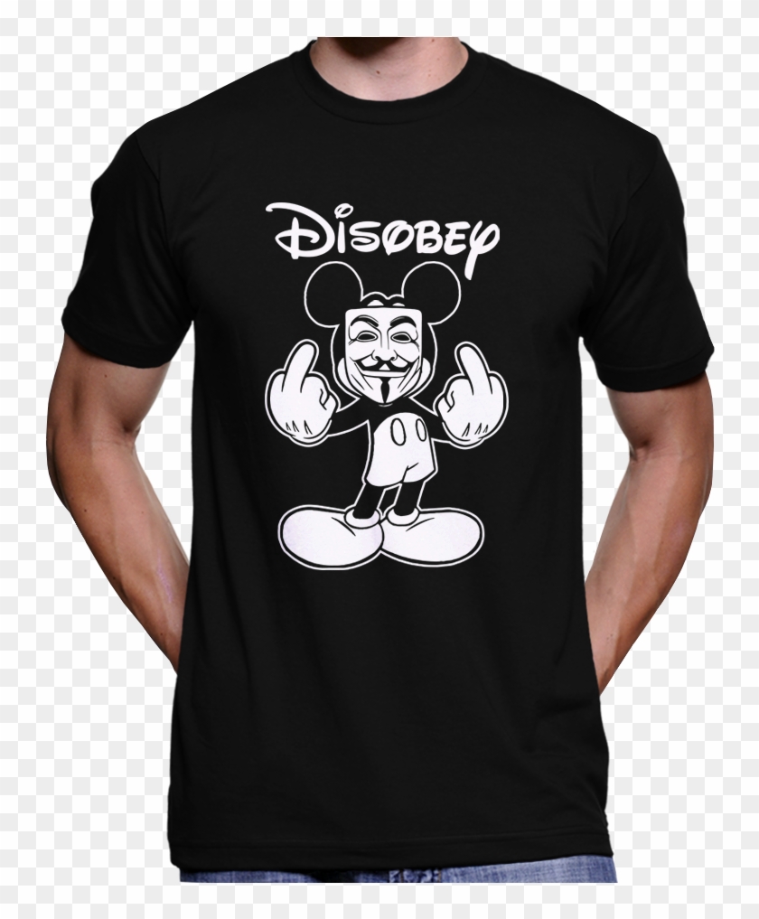 Mickey Mouse Disobey Guy Fawkes Mask Anonymous T-shirt - Hunter S Thompson Quotes T Shirt Clipart #2414156