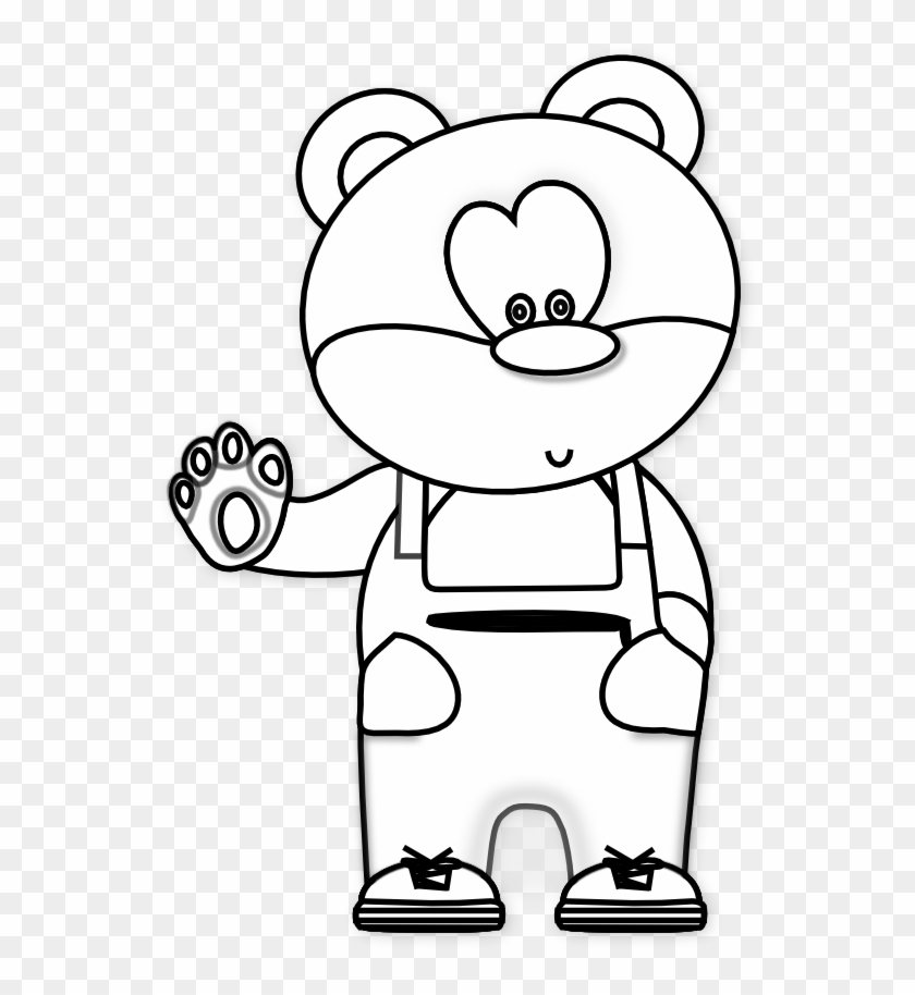 Bear Black White Line Art Christmas Xmas Teddy Bear - Cartoon Clipart #2414417