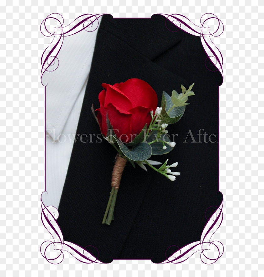 Silk Artificial Baby's Breath And Red Rose Formal / - Grooms Red Rose Boutonniere Clipart