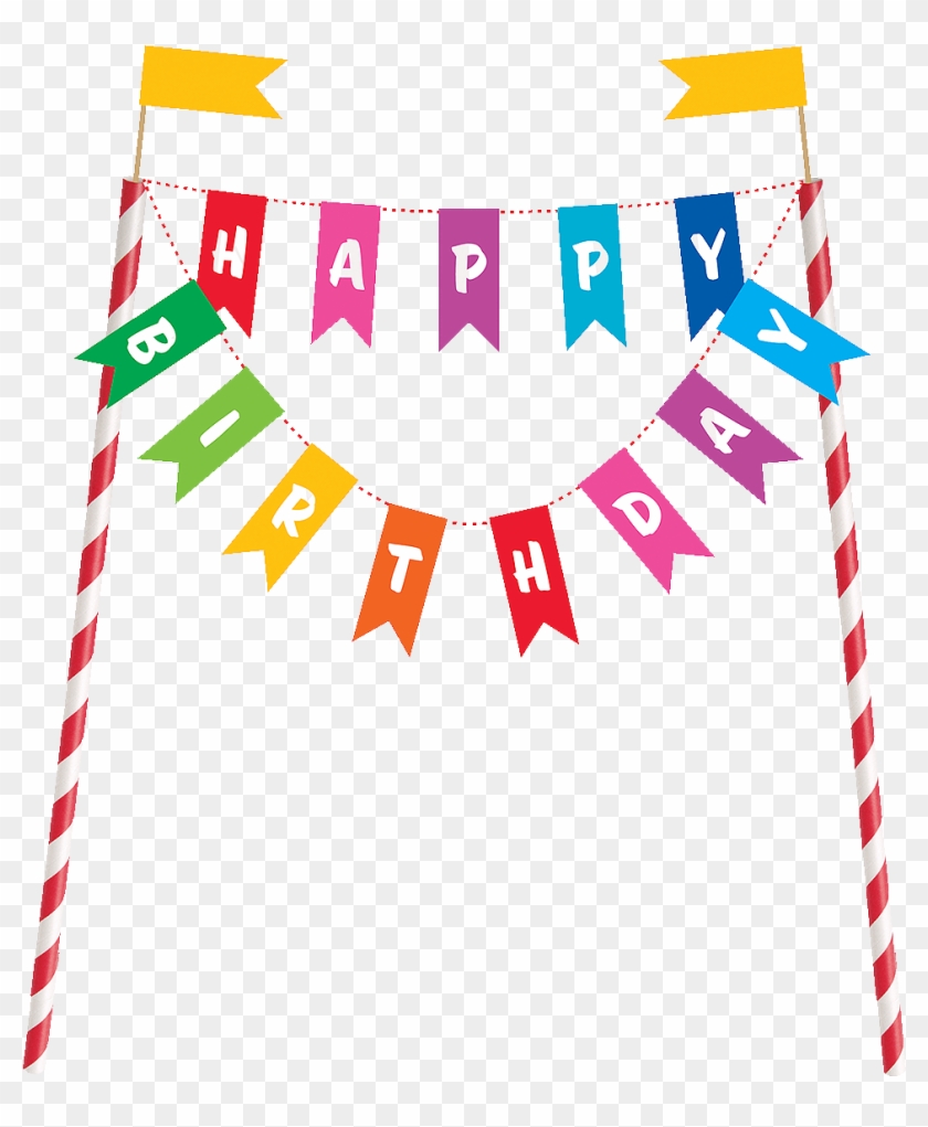 Bunting Happy Birthday Cake Topper - Happy Birthday Bunting Cake Topper Clipart