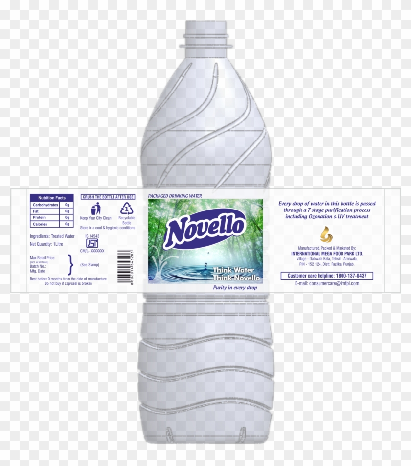 Novello-water Bottle Label - Plastic Bottle Clipart #2419230