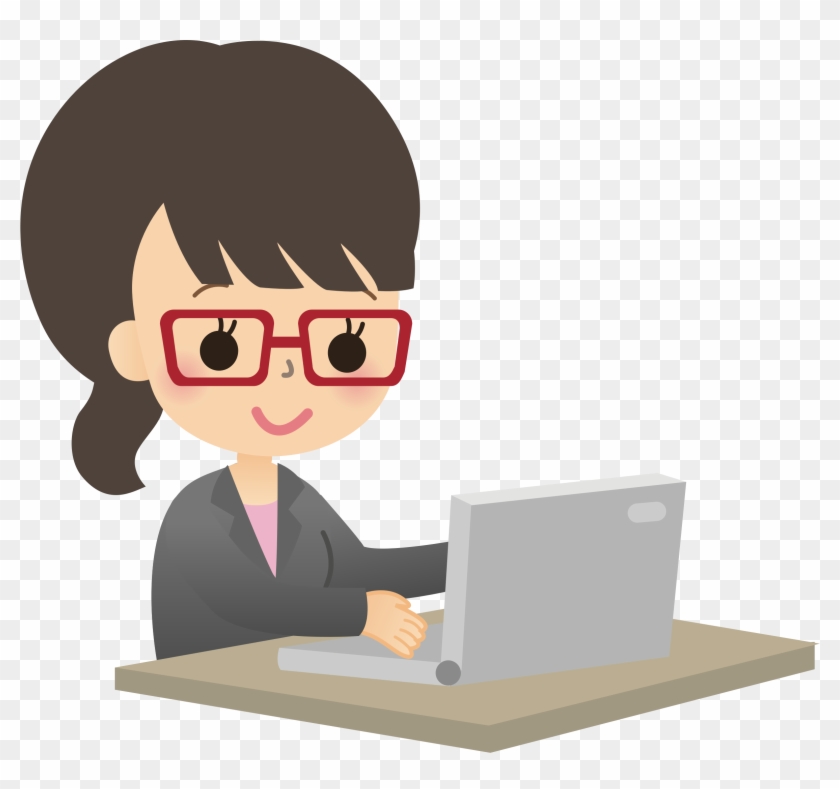 Female Computer User Big Image Png - Woman On Laptop Clip Art Transparent Png