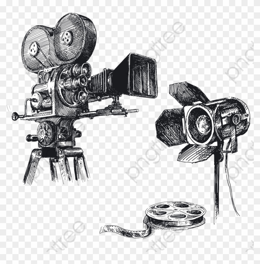 Camera Sketch Png - Movie Camera Drawing Png Clipart #2419594