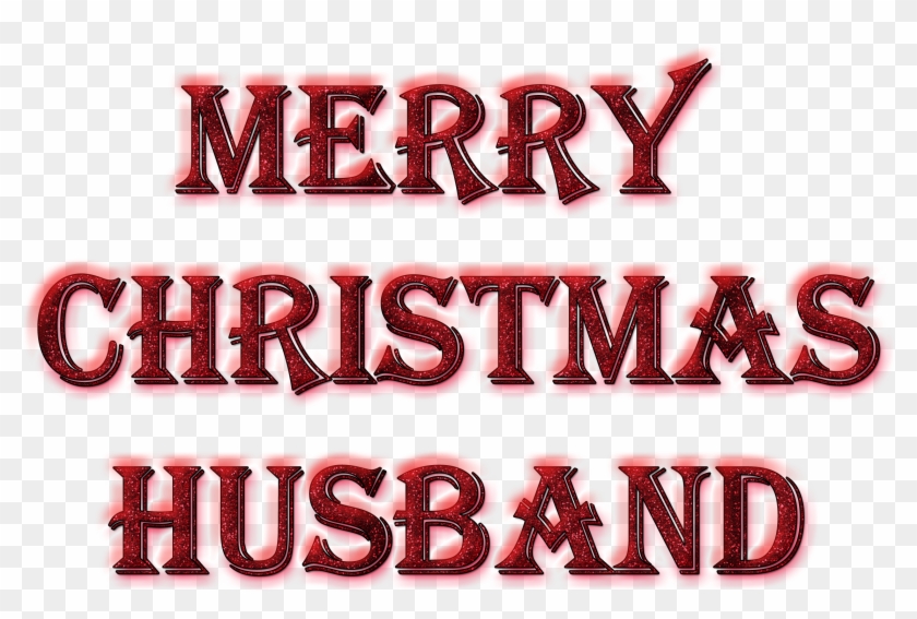 Merry Christmas Husband Word Art In Glitter - Carmine Clipart