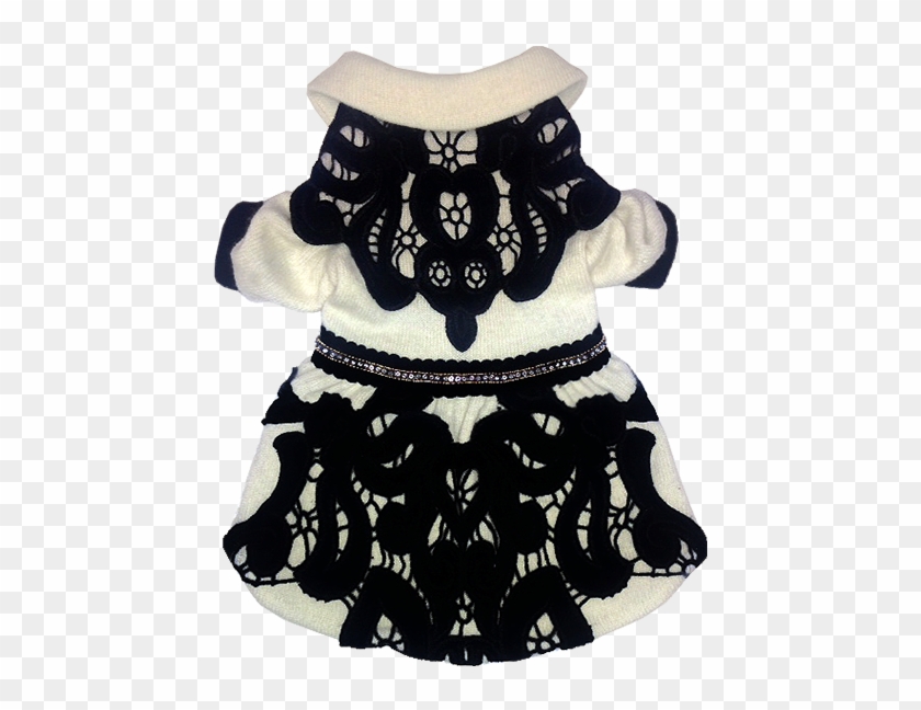 Cashmere & Black Lace Sweater Dress - Girl Clipart #2421010