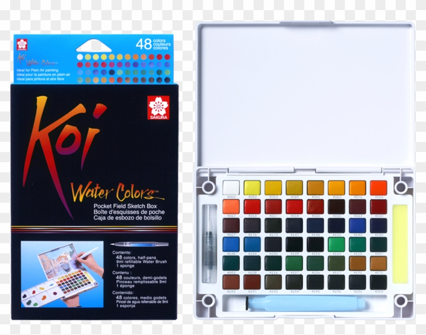 Koi Water Colors Pocket Field Sketch Box - Sakura Koi Watercolor 48 Clipart