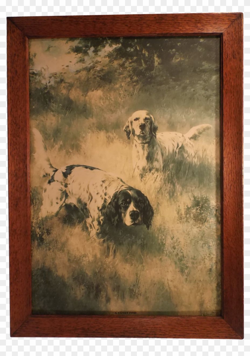 A Covey Find, Vintage Fine Art Framed Hunting Dog Print, - Picture Frame Clipart