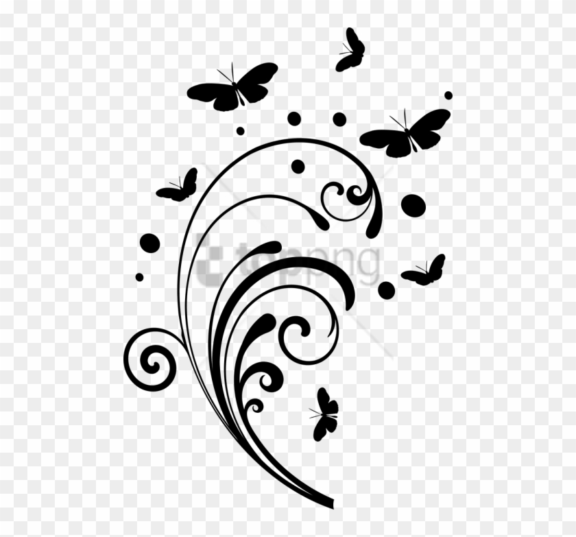 Free Png Swirl Line Design Png Png Image With Transparent - Black And White Transparent Background Butterflies Clipart #2422925