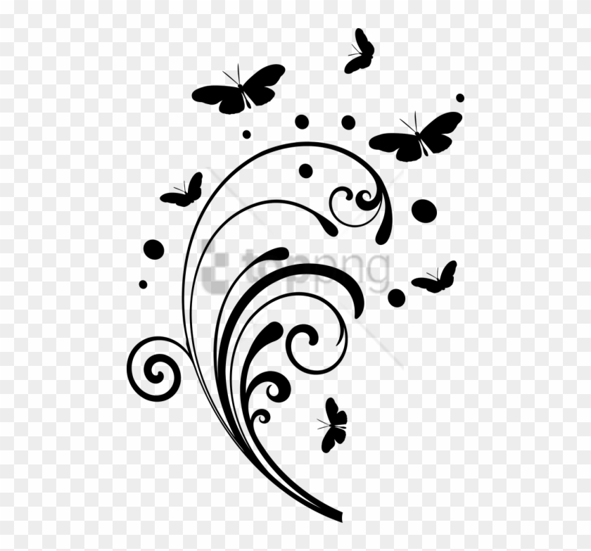 Free Png Swirl Line Design Png Png Image With Transparent - Black And White Transparent Background Butterflies Clipart