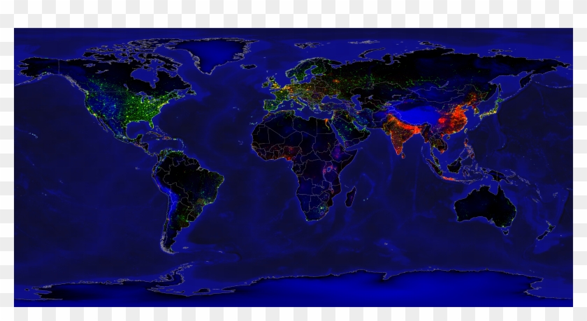 Earth Lights Vs Population Density - Map Clipart #2423459