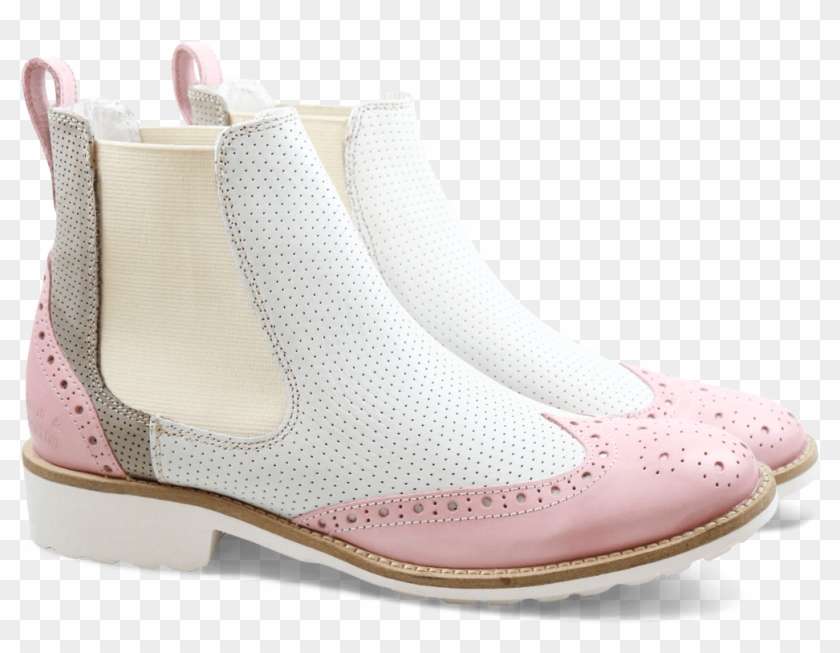 Ankle Boots Ella 5 Powder Rose Perfo White Grey Rose - Chelsea Boot Clipart #2423649
