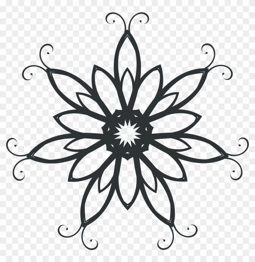This Free Icons Png Design Of Silhouette Flourish Design - Sunflower Vector Clipart #2424641