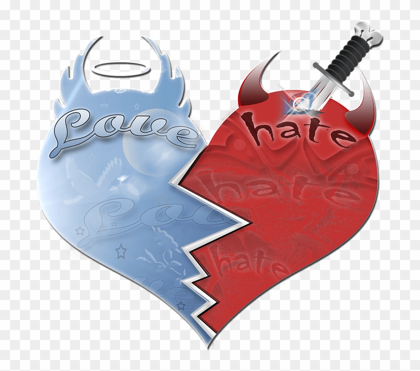 Is There A Thin Line Between Love And Hate - Love And Hate Heart Clipart