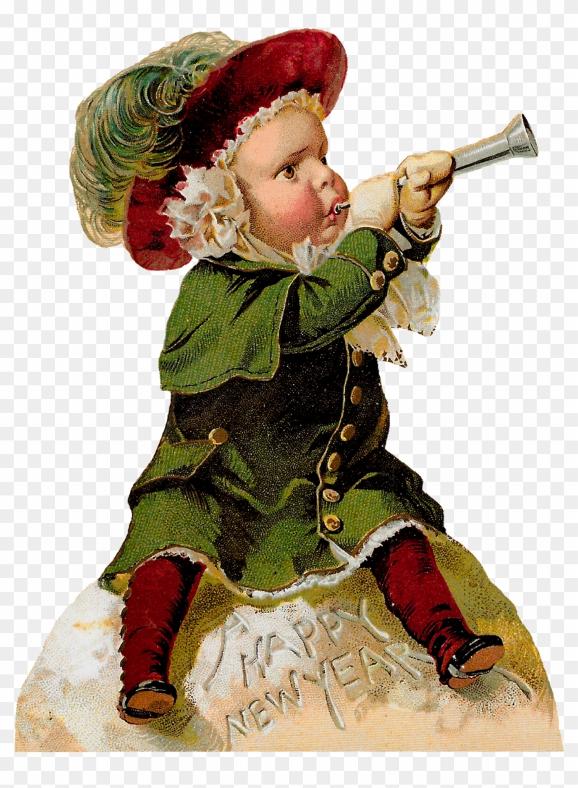 Vintage Happy New Year Clip Art Download Png - Painting Transparent Png #2426353