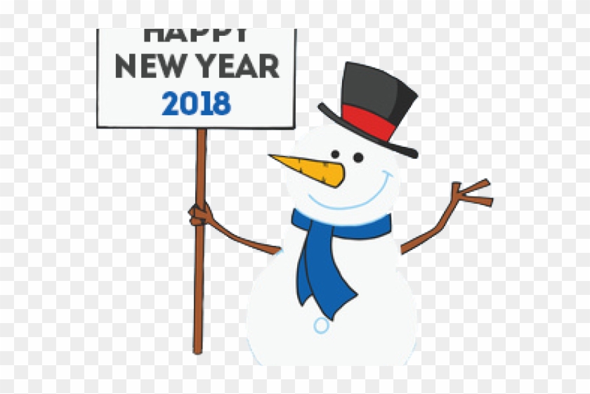 Happy New Year Clipart School - Snow Man Holding Sign - Png Download #2426510