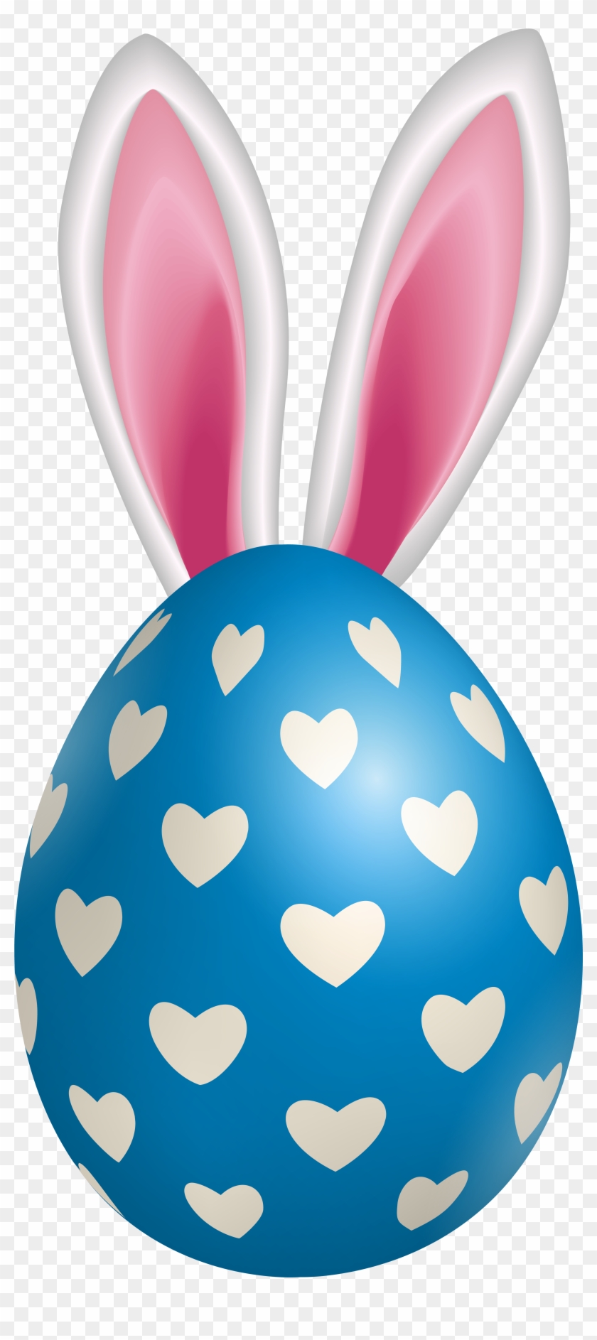 Blue Easter Egg With Hearts And Ears Png Clipart - Balloon Transparent Png #2426952