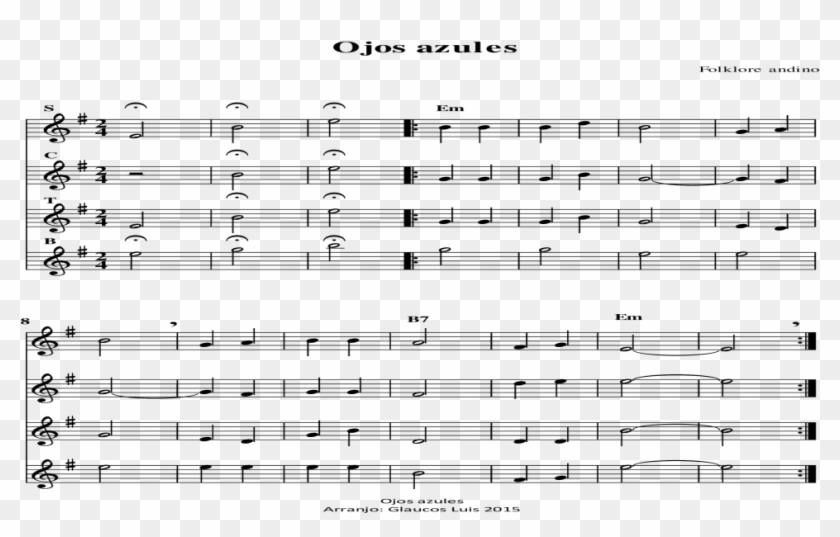 Ojos Azules Png , Png Download - Sheet Music Clipart #2428637