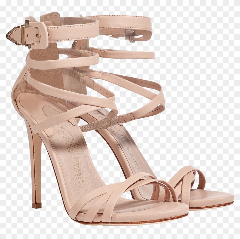 Le Silla Nude Leather Strappy Sandals - Strappy Heels Png Clipart #2429321