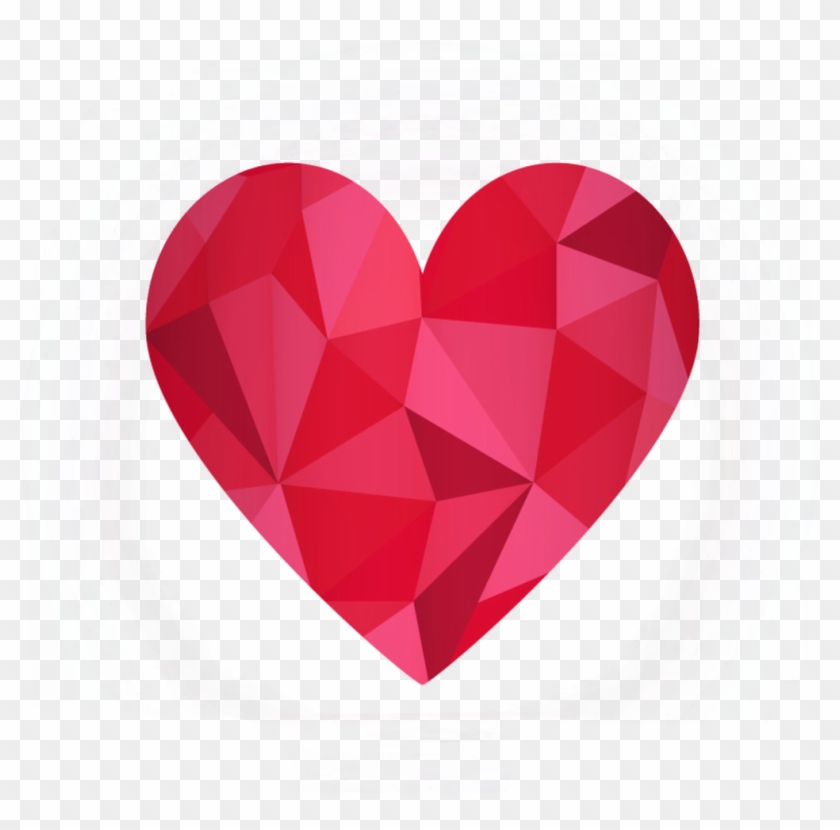 Vector Heart Diamond - 하트 폴리곤 아트 Clipart