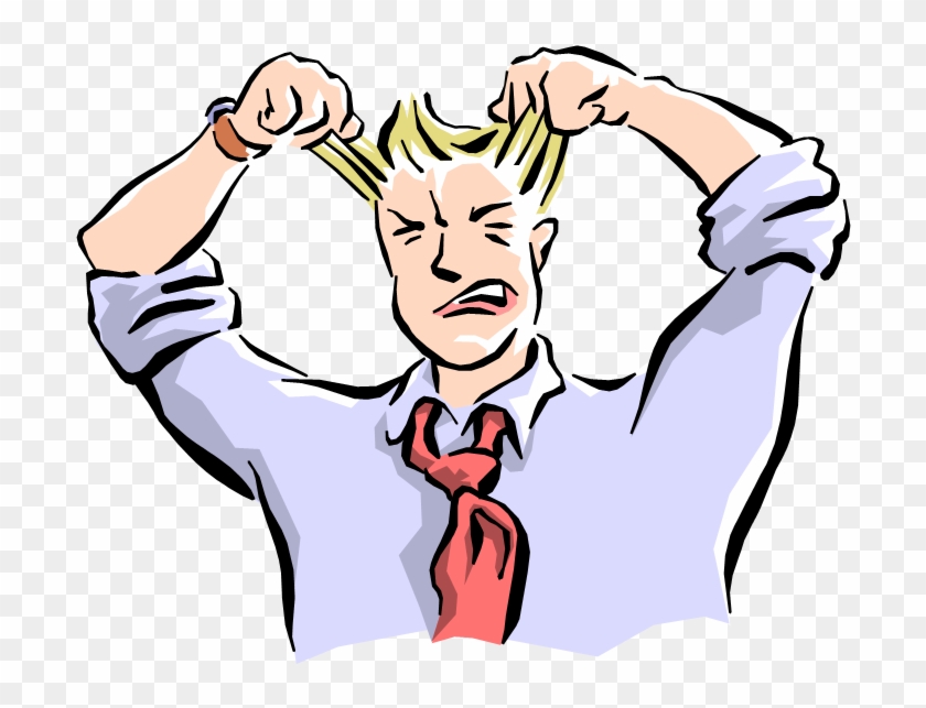 Man Pulling Hair Out Cartoon , Png Download - Frustrated Cartoon Clipart