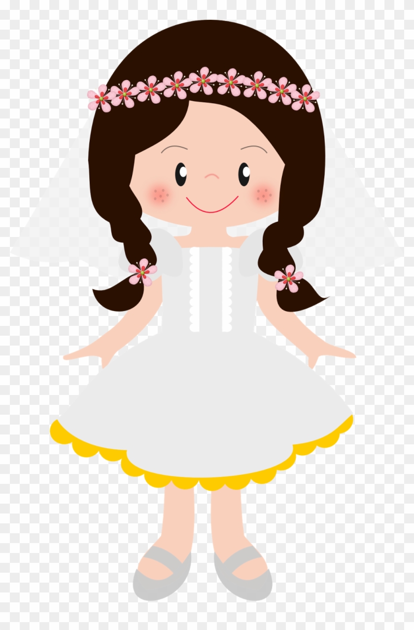 Girls In Their First Communion Clip Art - Desenho De Boneca Daminha - Png Download #2431354