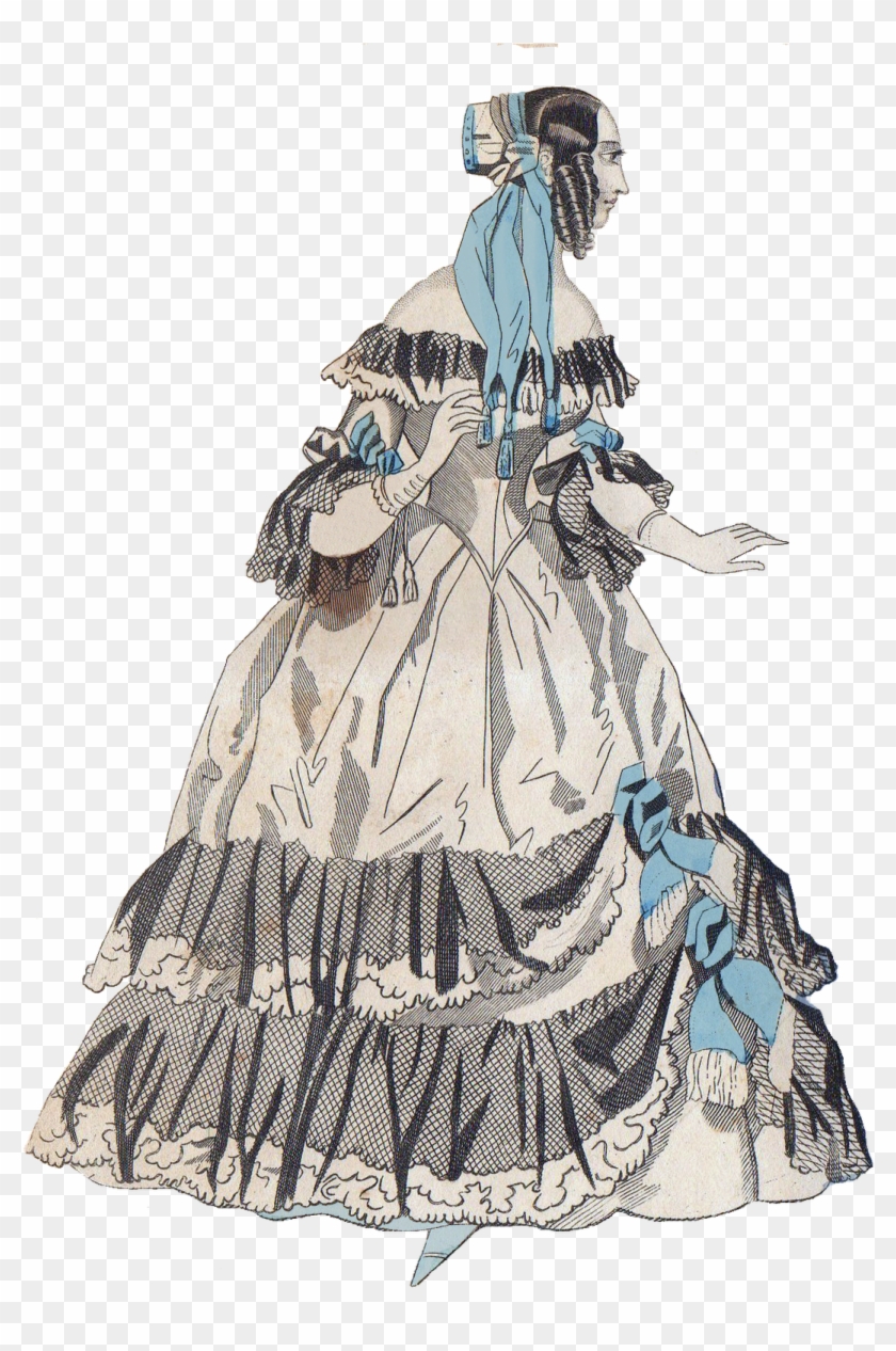 1840 Fashion Plate Godey Lady Png Image - Illustration Clipart