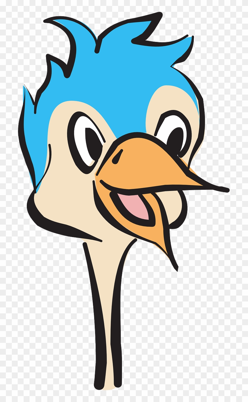 Head Blue Happy Bird Ostrich Png Image - Ostrich Head Clipart Transparent Png #2434210