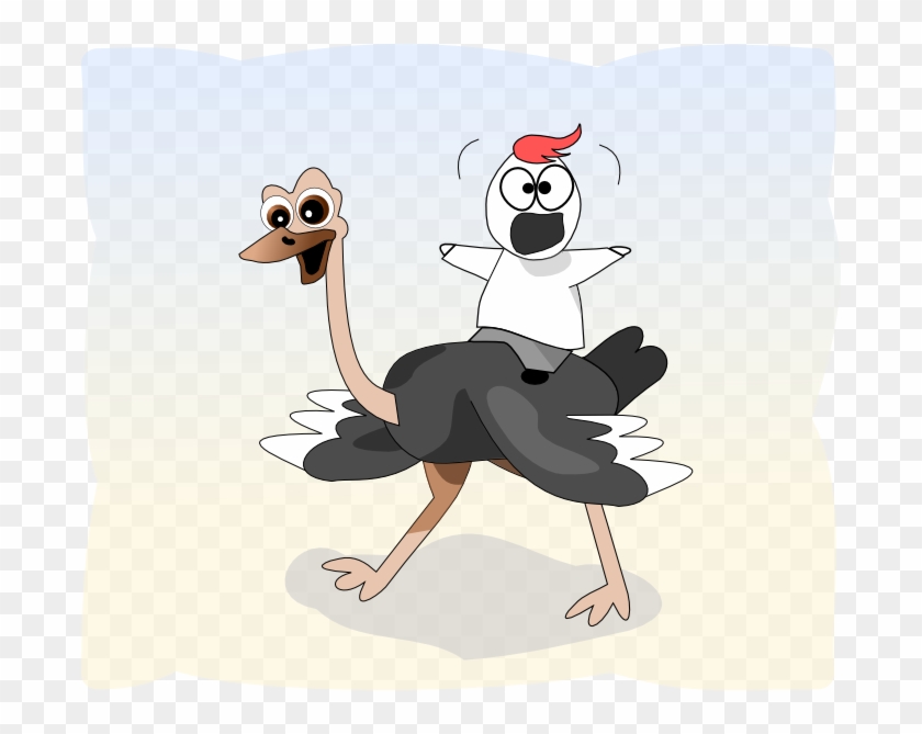 Ostrich Ride - Riding A Ostrich Cartoon Clipart