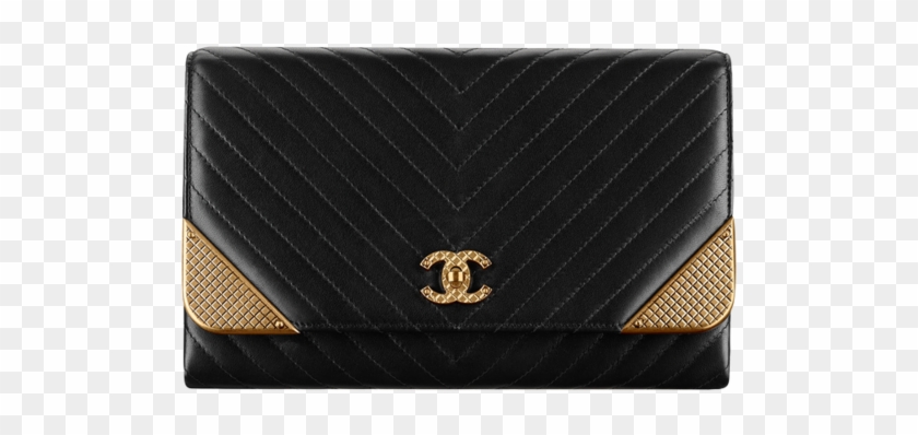 Clutch, Lambskin & Gold Tone Metal Black - Wallet Clipart