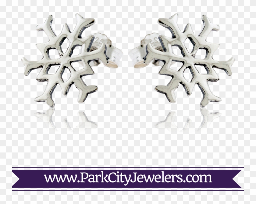 Sterling Silver Post Snowflake Earrings - Earrings Clipart #2436445